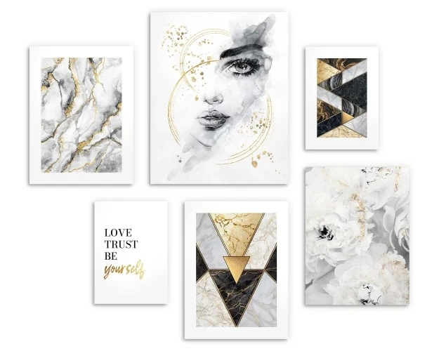 Zestaw plakatów 6 szt, kobieta, marmur