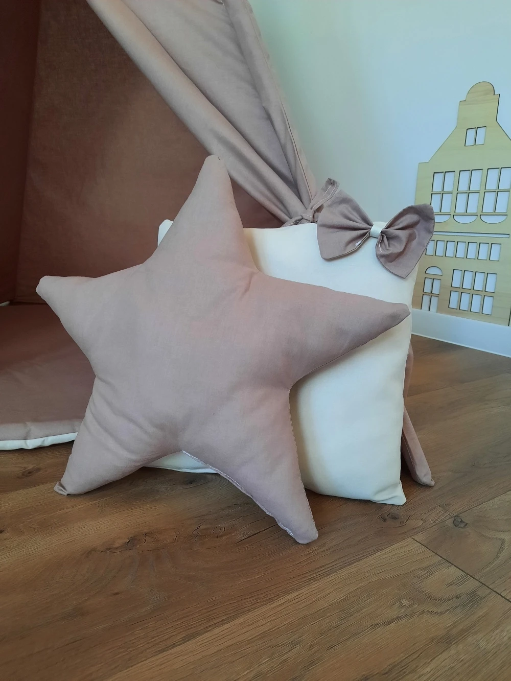 Tipi Namiot z matą i poduszkami  kawowy róż