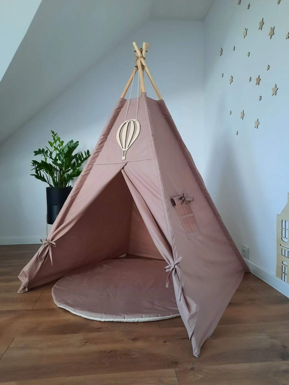 Tipi Namiot z matą i poduszkami  kawowy róż