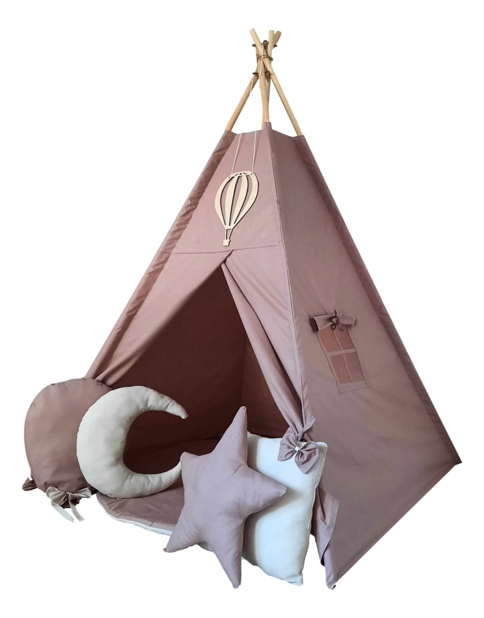 Tipi Namiot z matą i poduszkami  kawowy róż