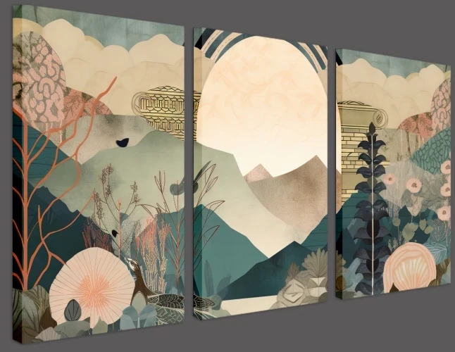 Obraz na płótnie canvas tryptyk grafika krajobraz