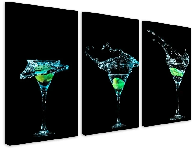 Obraz na płótnie canvas tryptyk do kuchni limonka