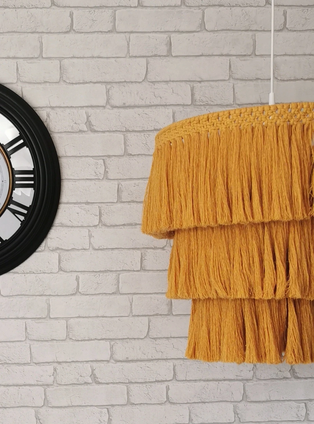 Lampa boho  abażur sznurkowy kolor musztardowy 50cm