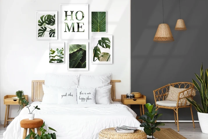 Zestaw plakatów 6 szt, liście, Home