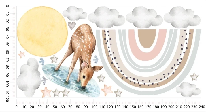 Naklejki na ścianę tęcza, naklejka sarenka