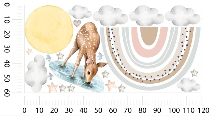 Naklejki na ścianę tęcza, naklejka sarenka