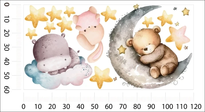 Naklejki, naklejka na ścianę księżyc, hipopotam