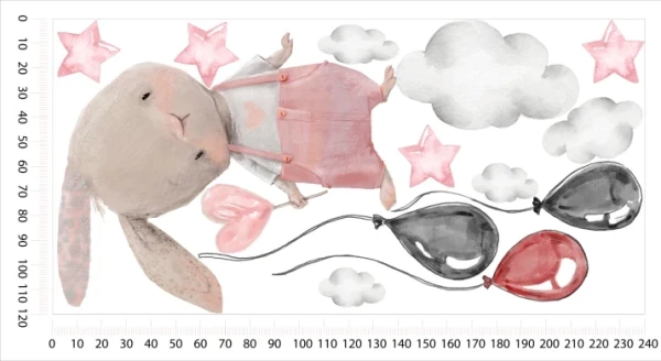 Naklejki, naklejka na ścianę królik, balony