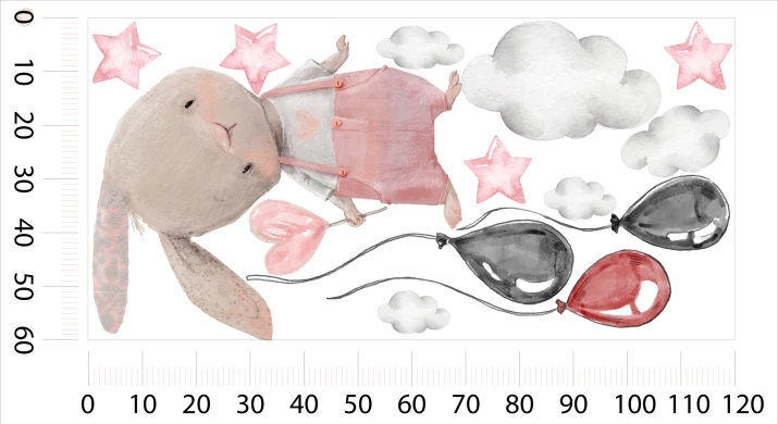 Naklejki, naklejka na ścianę królik, balony