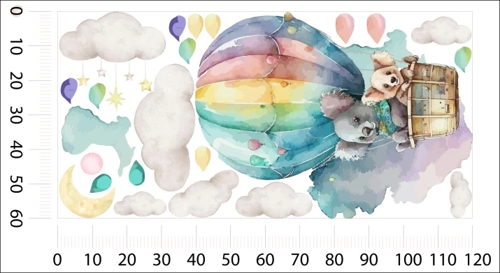 Naklejki, naklejka na ścianę tęcza, balon