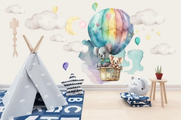 Naklejki, naklejka na ścianę tęcza, balon