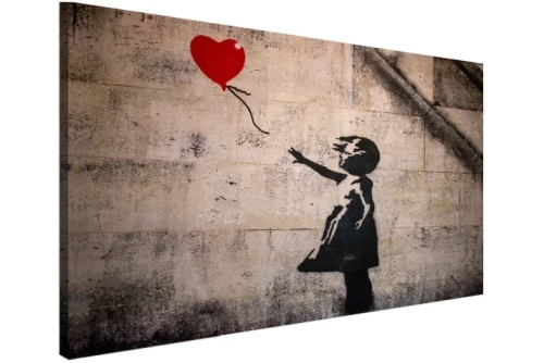 Obraz na płótnie canvas Banksy - dziewczynka z balonikiem na murze
