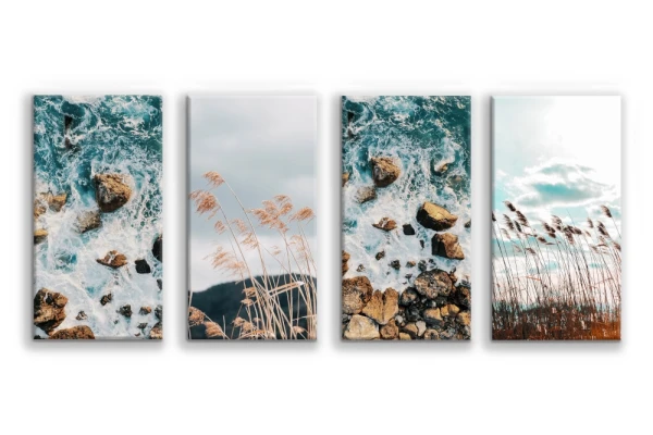 Obraz na płótnie canvas Kompozycja 4 el. natura morze