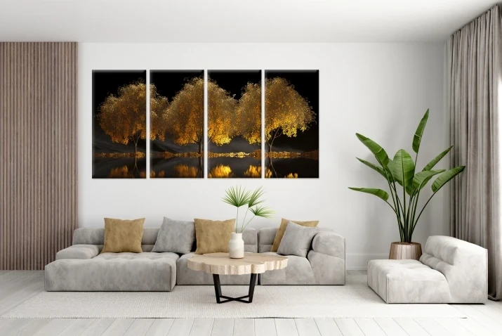 Obraz na płótnie canvas Kompozycja 4 el. natura drzewa