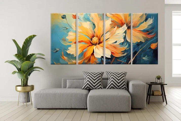 Obraz na płótnie canvas Kompozycja 4 el. kwiaty