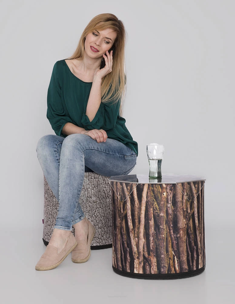 Okrągła pufa dekoracyjna walec Olcha