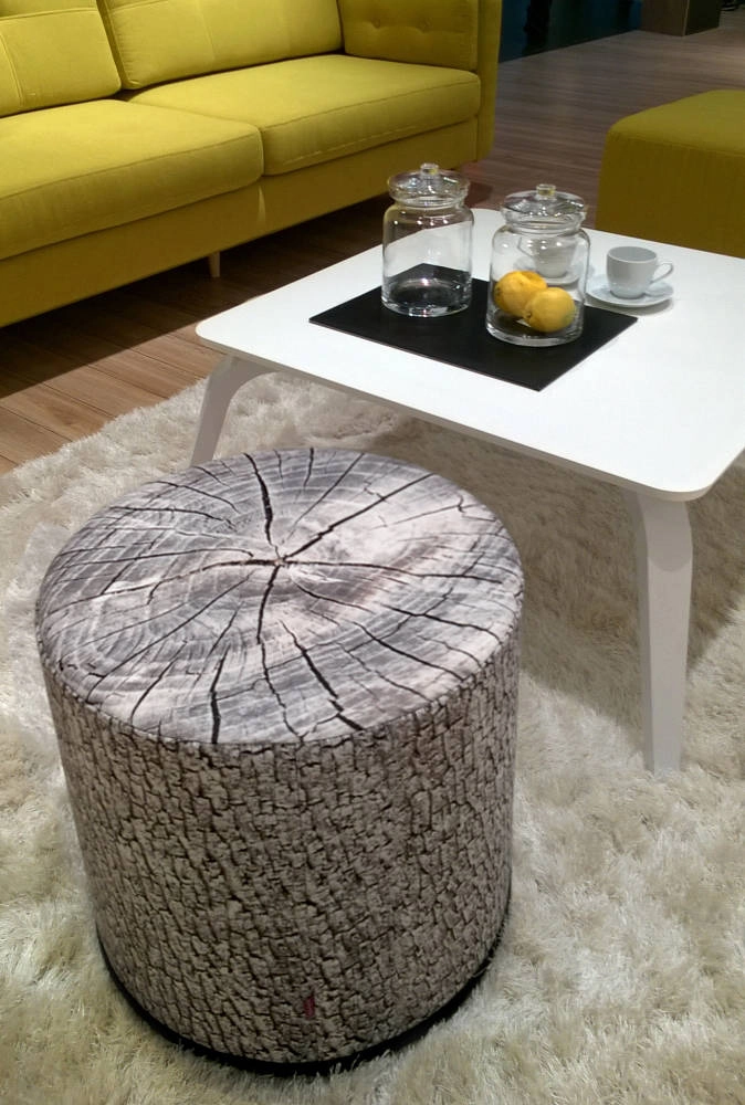 Okrągła pufa dekoracyjna walec Olcha