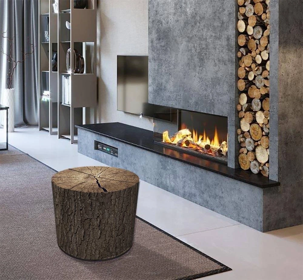 Okrągła pufa dekoracyjna walec Dąb