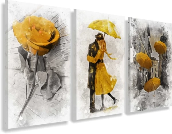 Obraz na płótnie canvas tryptyk  żółty parasol