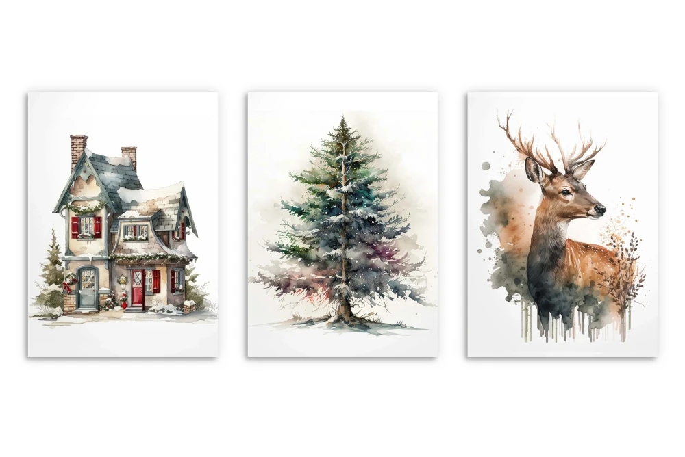 Plakaty zimowe, świąteczne bez ram