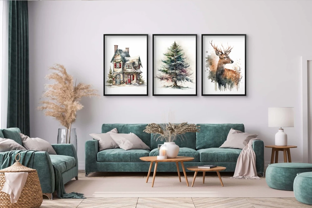 Plakaty zimowe, świąteczne bez ram