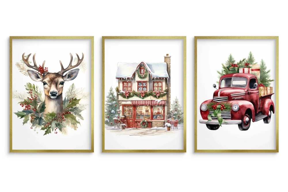 Plakaty zimowe, plakaty świąteczne bez ram