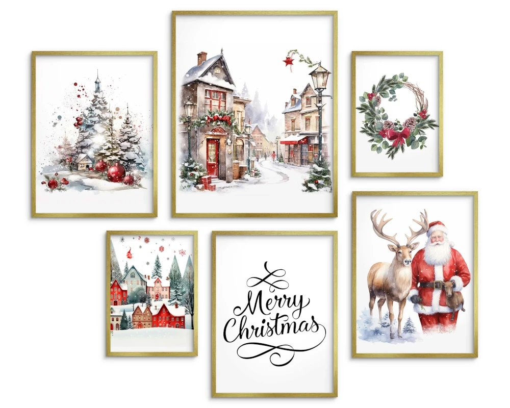 Zestaw plakatów 6 szt,  plakaty święta, Mikołaj