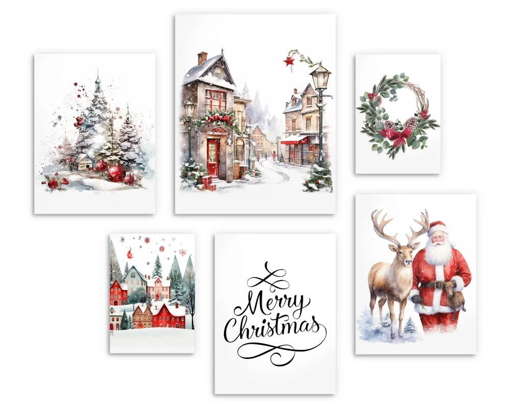 Zestaw plakatów 6 szt,  plakaty święta, Mikołaj