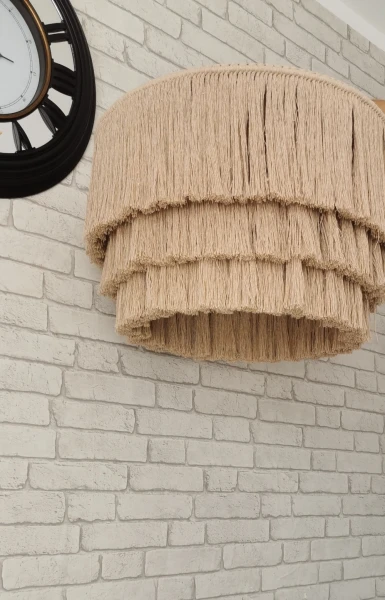 Lampa boho abażur sznurkowy beżowy
