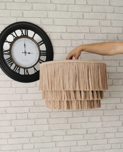 Lampa boho abażur sznurkowy beżowy
