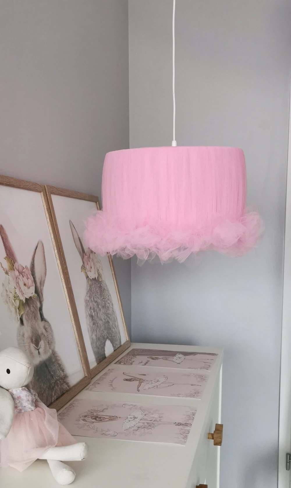 Lampa do pokoju dziecka Ozdobny klosz z tiulem