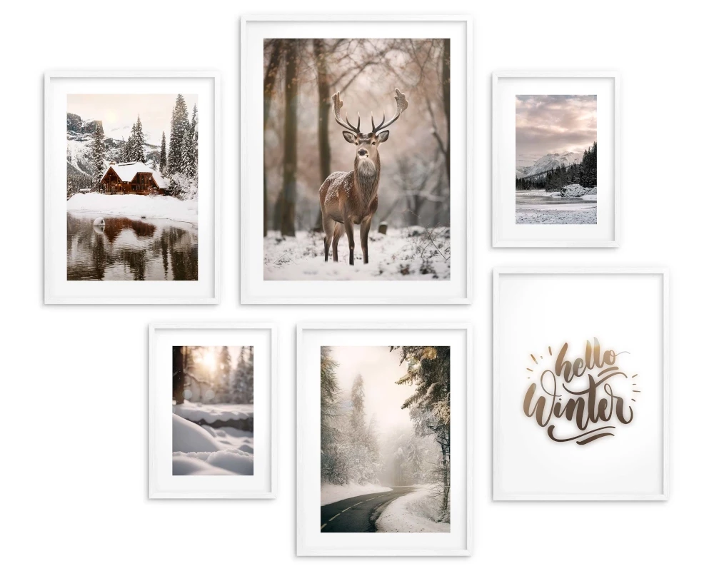 Zestaw plakatów 6 szt, plakaty zima