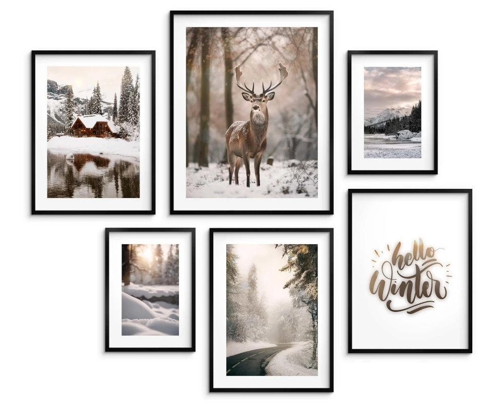 Zestaw plakatów 6 szt, plakaty zima