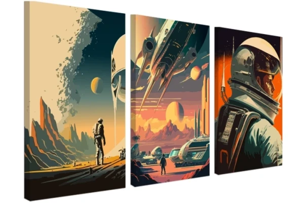 Obraz na płótnie canvas tryptyk kosmos