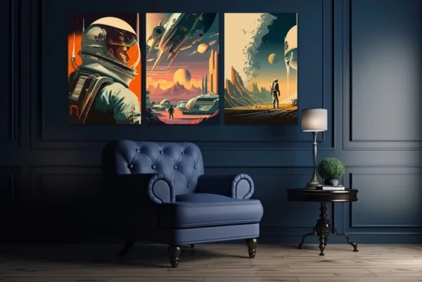 Obraz na płótnie canvas tryptyk kosmos
