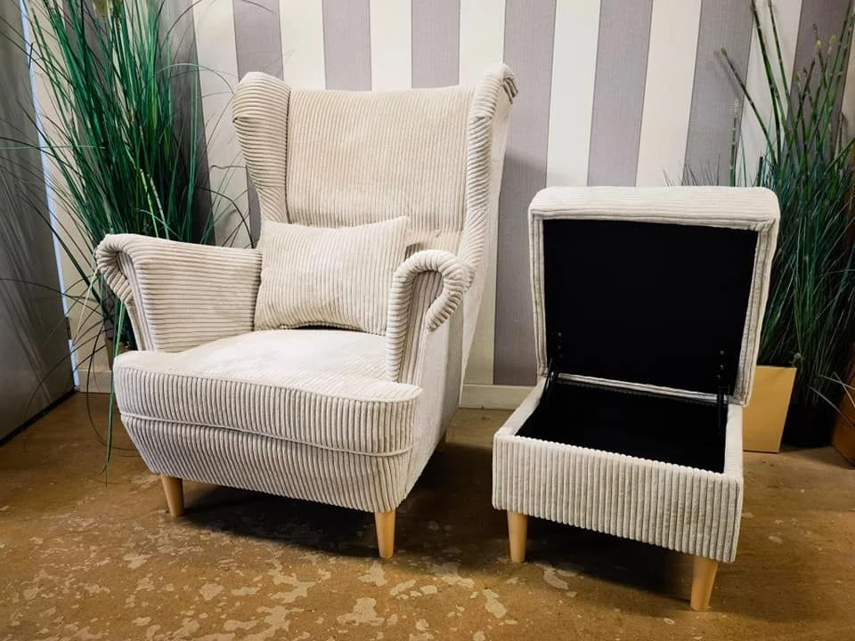 Fotel uszak z podnóżkiem