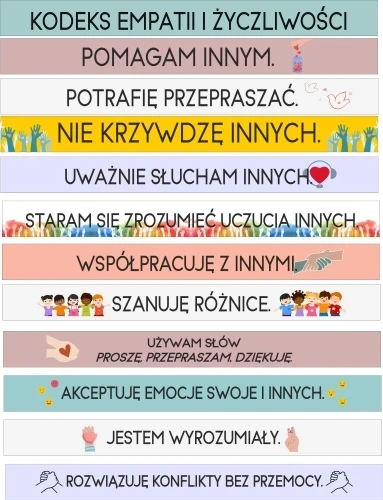Naklejki na schody do szkoły Kodeks empatii i życzliwościa.webp