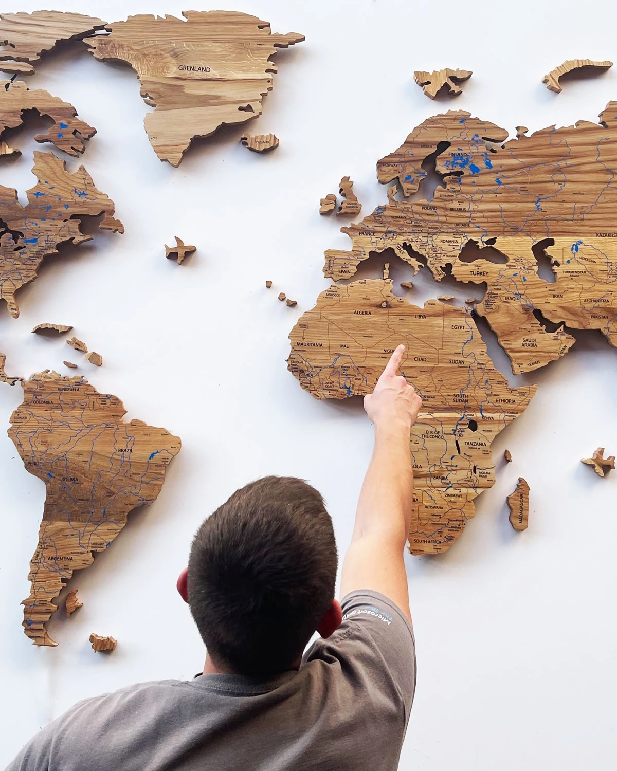 Ekskluzywna drewniana mapa świata