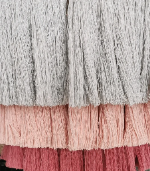 Lampa  trzykolorowa abażur sznurkowy