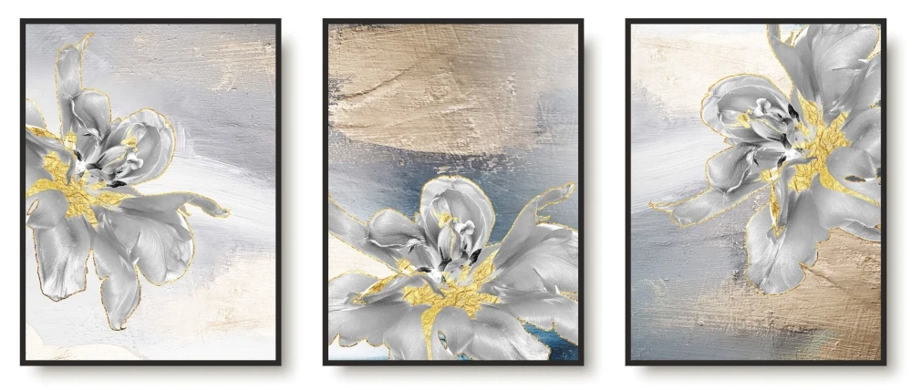 Plakaty zestaw bez ram abstrakcja kwiaty