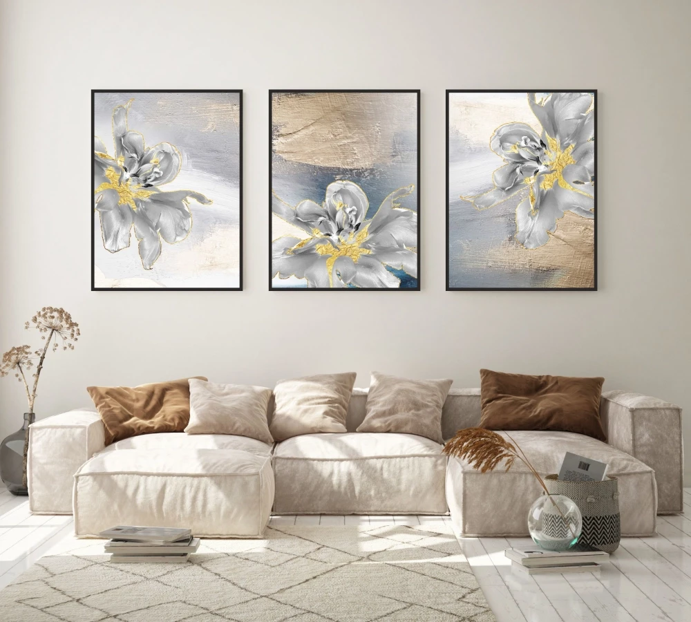 Plakaty zestaw bez ram abstrakcja kwiaty