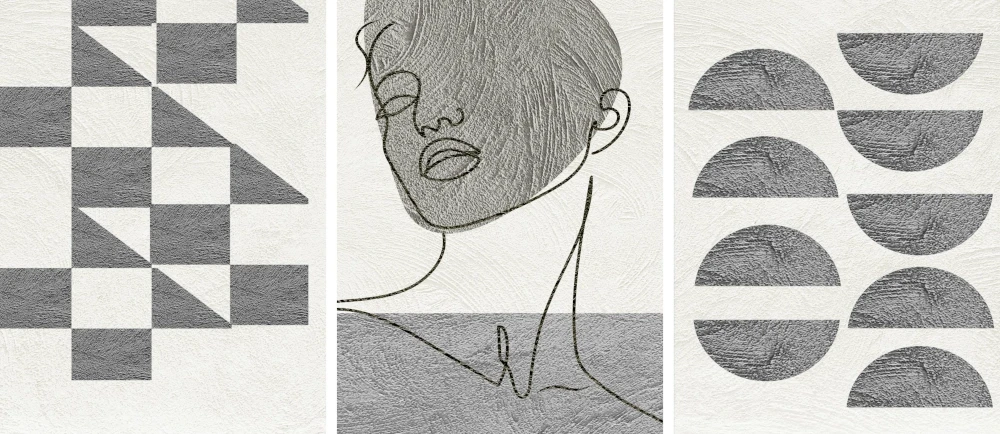 Plakaty zestaw bez ram szara abstrakcja