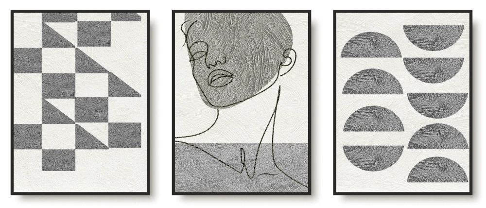 Plakaty zestaw bez ram szara abstrakcja