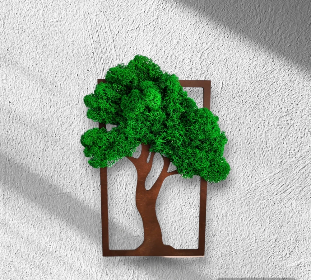 brązowe drzewko z chrobotkiem