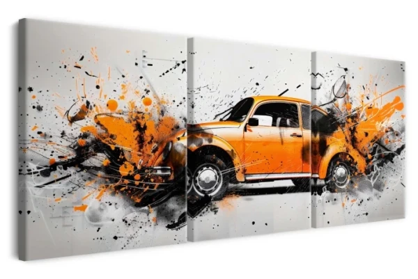Obraz na płótnie canvas tryptyk auto