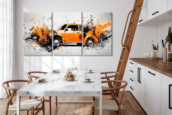 Obraz na płótnie canvas tryptyk auto