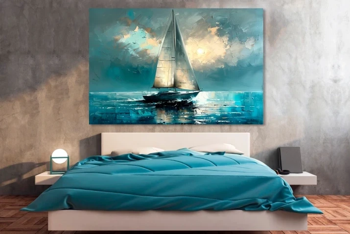 Obraz na płótnie canvas niebieski łódka morze