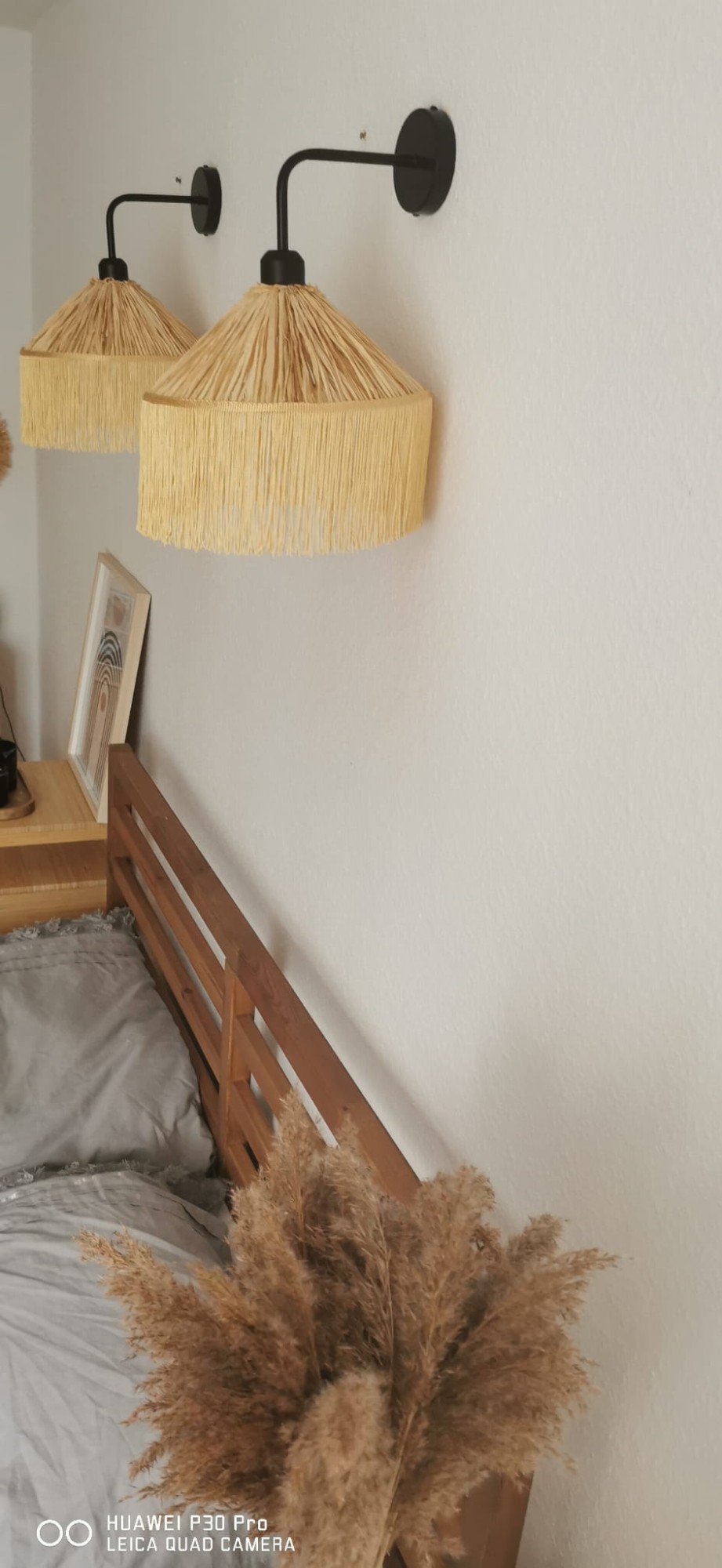 Lampa kinkiet boho -  abażur rafia 2szt