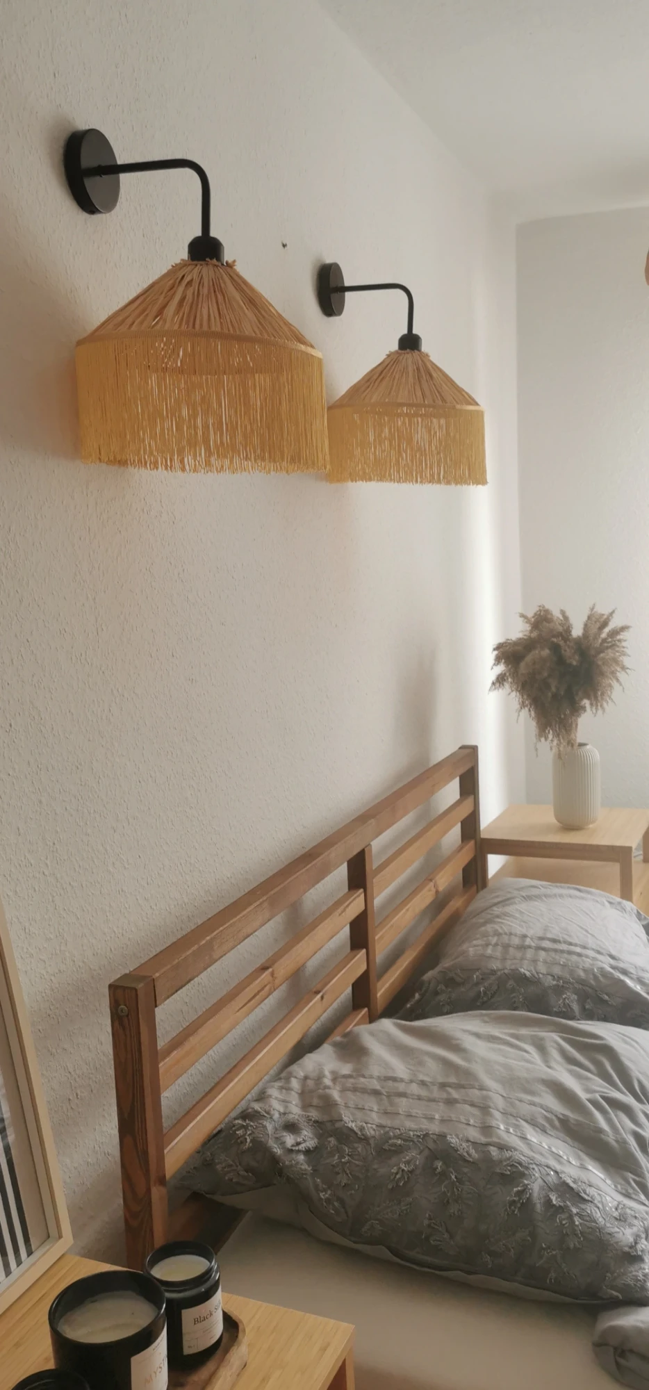 Lampa kinkiet boho -  abażur rafia 2szt