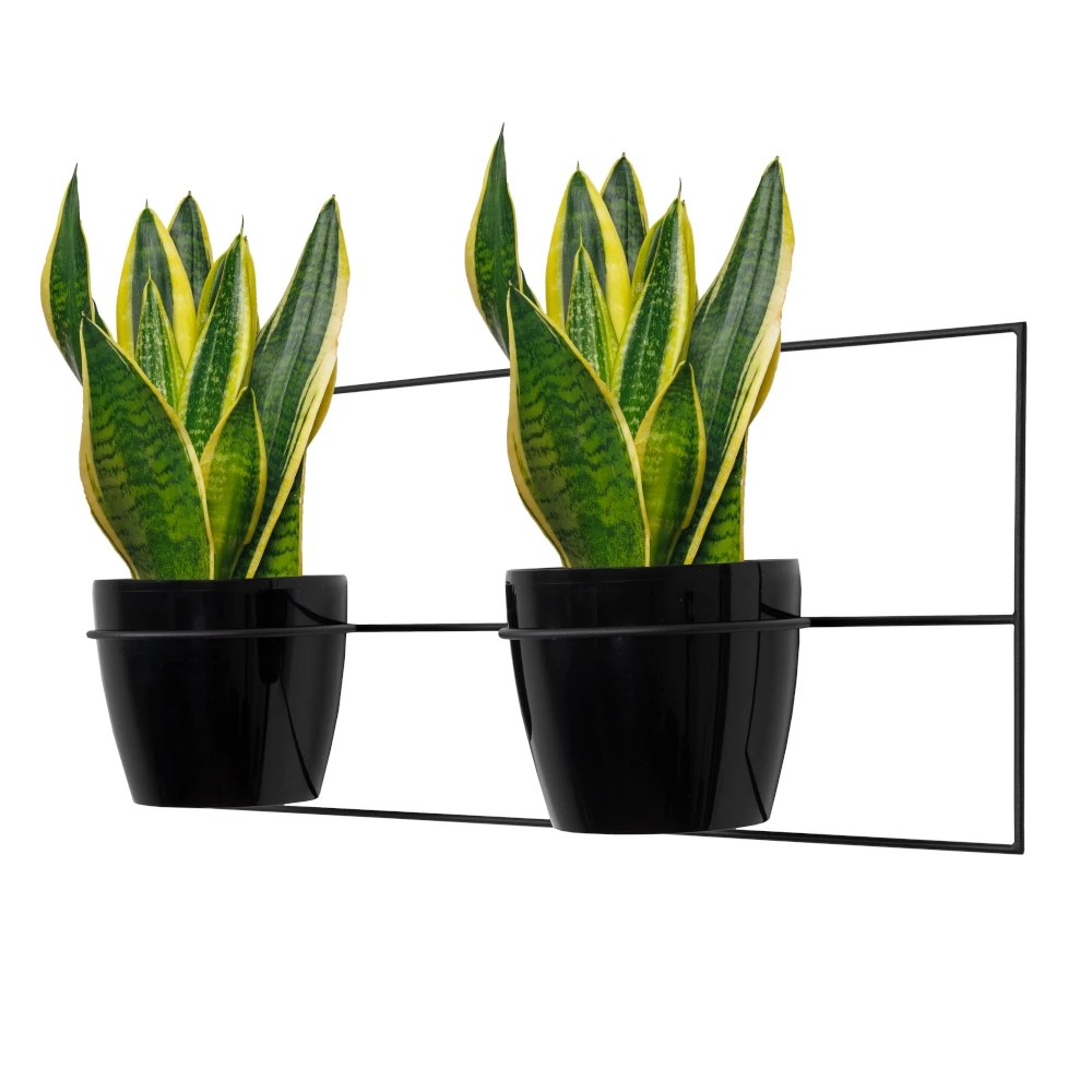 Kwietnik ścienny metalowy 2 x osłonki czarny